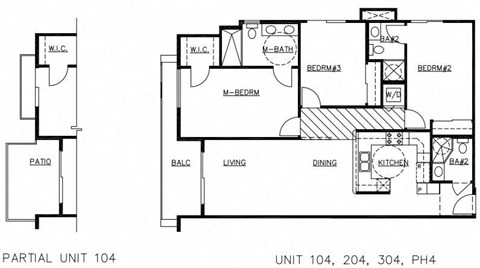 Floor plan for 3 beds, 3 baths, 1325 sqft